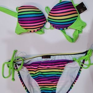 Multicolor bikini with push-up top ***BOTTOM - LARGE; TOP- SMALL***